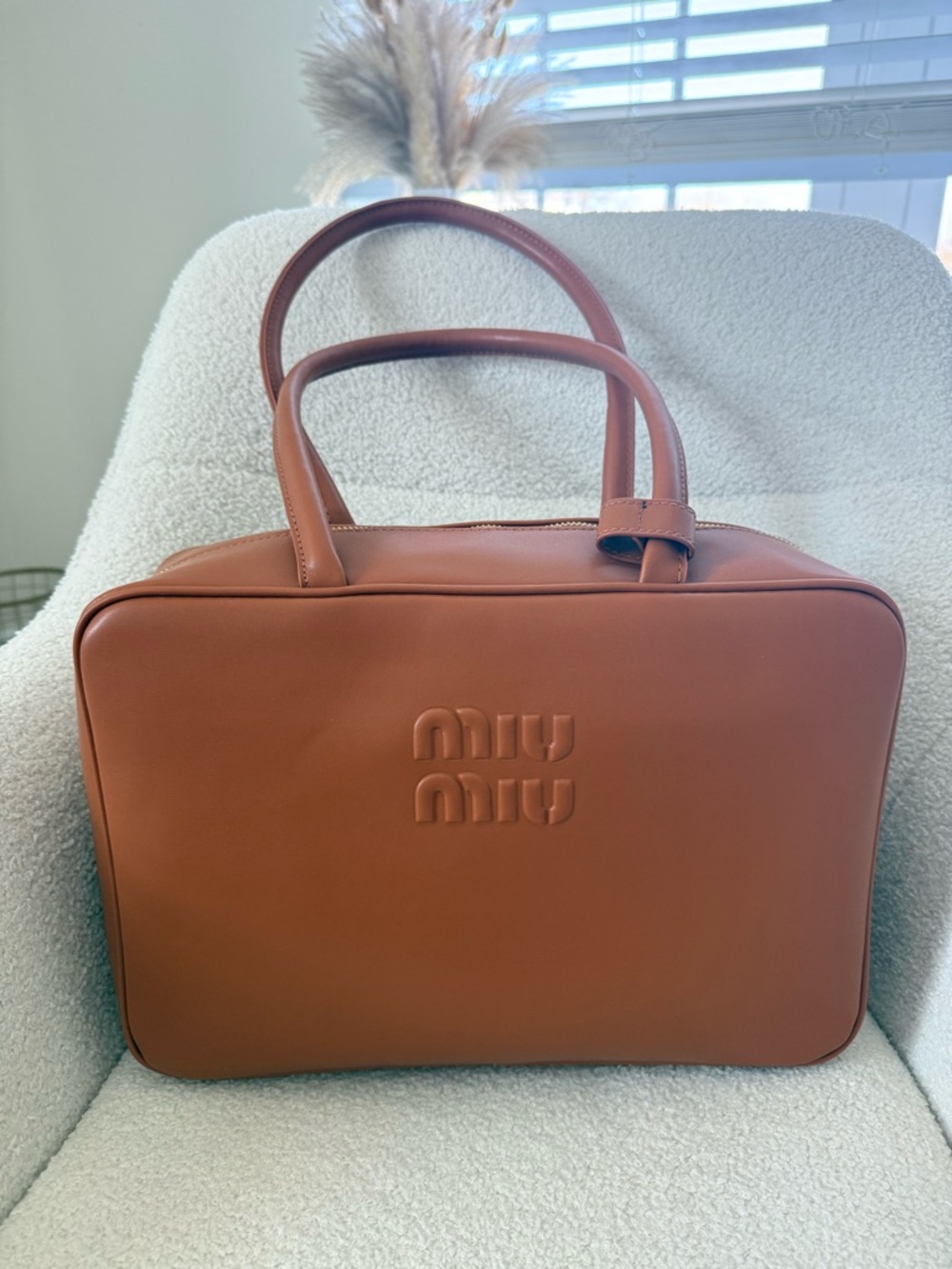 Designer inspired Beau leather large top handle bag
